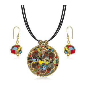 ชุดเครื่องประดับแฟชั่นลูกปัดจี้ชุบทองหลายสี1202218 - Product Image 1
