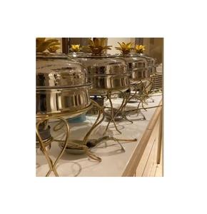 Plat de chauffe-plats en métal Design antique Plat de service en métal Plat de chauffe-plats poli d'or des fabricants et des fournisseurs - Product Image 1