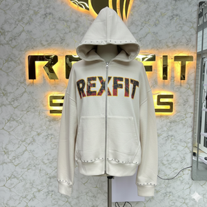 Sudadera con Capucha de Color Crema de Alta Calidad a Precio Razonable, la Más Demandada, con Cremallera, Estampada, Fabricada en Fábrica, Sudadera con Capucha para Hombre a Precio Económico - Product Image 1