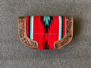 Southwest Aztec Tooled Leather Clutch Real Hecho a mano Vintage Brown Tooling Monederos Boho Unique Aztec Quilted Leather Clutch - Product Image 5