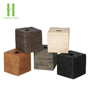 Eco-friendly Natural Rattan Tissue <b>Box</b> Cover with <b>Lock</b> Decorative Bathroom Holder Made in Vietnam Custom Logo - Product Image 3