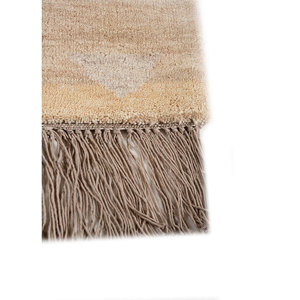 Alfombra Grande Manchaha de Lana y Seda Anudada a Mano, Patrón Geométrico Rosa y Morado para Hogar, Dormitorio, Pasillo - Modelo Lub-52 para Adolescentes - Product Image 4