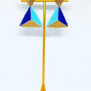 Boho ต่างหูลูกปัดด้วยการออกแบบสีฟ้าครามแอนดี้ cascading Fringe, เครื่องประดับของขวัญที่ไม่ซ้ำกัน - Product Image 1