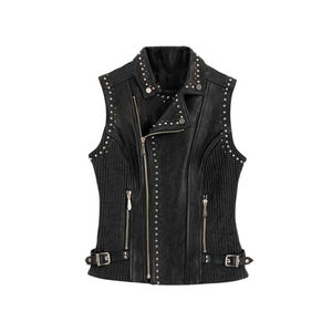 Wholesale Genuine Leather Zipper <b>Women's</b> Vests High Quality Custom Fabric & Color Oversized Vest & <b>Waistcoat</b> - Product Image 4