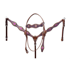 Ensemble de harnais de luxe pour cheval de type western, design haut de gamme, têtière et harnais de poitrail pour l'équitation, ensemble complet pour cheval de traction - Product Image 6