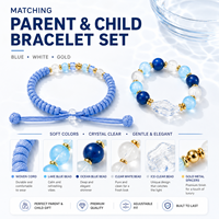 Collier tressé perlé réglable de luxe personnalisé pour animaux de compagnie et bracelet assorti pour parents, avec bracelet tendance
