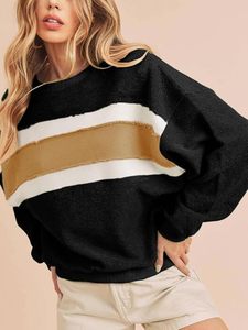 Suéter de Moda para Mujer, Cuello Redondo, Color en Contraste, Holgado, Simple, Manga Larga, Estilo Moderno - Product Image 2