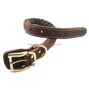 Grand collier en cuir marron pour chien, robuste, en cuir véritable tressé, design personnalisé, fait à la main avec du matériel en laiton - Product Image 3