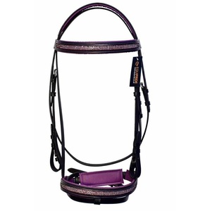 Equipride-Bride de confort pourpre en cuir rembourré avec Diamante Taille Full-Shetty - Product Image 1