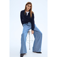 Jean large tendance pour femme, coupe droite, taille haute, respirant, écologique, brodé, grandes tailles, OEM ODM