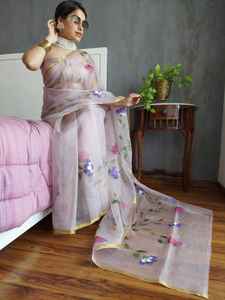 Saree peint à la main avec chemisier de course vêtements de fête Pooja Diwali fonction de mariage Sadi Sari inde vente en gros 2025 Diwali Festival - Product Image 2