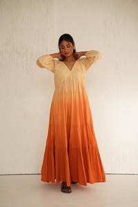 Vestido largo de verano personalizado de alta calidad para niñas, Túnica bohemia de algodón naranja tostado con capas escalonadas, bolsillos de estilo gótico, ajuste holgado - Product Image 6