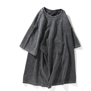 260g Heavy Vintage Do Old Washed Stone Mill camiseta verano hombres High Street manga corta lavado marca camiseta Mujer - Product Image 6