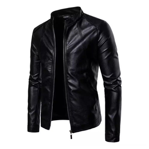 Chaqueta de Motociclista de Cuero Sintético y Cuero Genuino Negra para Hombre y Mujer, Chaqueta de Cuero Elegante para Hombre - Product Image 5