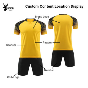 DEERSPORTS OEM abordable de haute qualité jaune personnalisé ensemble d'uniformes d'équipe de football pour hommes maillot de football - Product Image 3