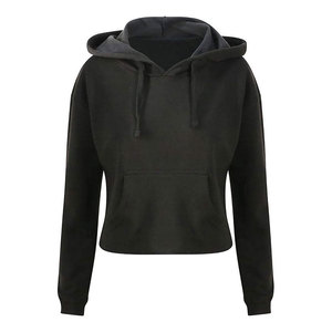 Casual Women's Winter Crop Hoodies Pullover Sweatshirt OEM Custom Front Logo Streetwear Wholesale - Product Image 3
