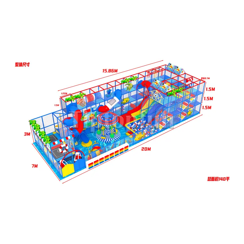 Màu xanh trong nhà Mê Cung thương mại hiện đại trẻ em sân chơi mềm trẻ em thiết bị trong nhà Trampoline tập thể dục