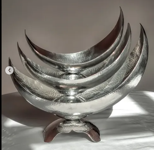 Bol en métal doré et argenté Thème floral pour fruits et ornements Bol en métal pour décoration de table et de salon Bol décoratif en métal - Product Image 4