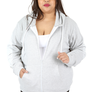 Women's Casual Grey Zipper <b>Pullover</b> Hoodie <b>Jumper</b> Breathable Cotton Fleece Top with Printed Hood for Winter Streetwear - Product Image 2