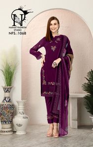 Dernière Designer Faux Georgette Broderie Séquence Travail Salwar Costume Indien & Pakistanais Vêtements par Fab Zone - Product Image 4