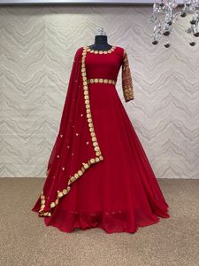 ชุดราตรียาวปักลาย Anarkali สำหรับผู้หญิง,ชุดสูท Dupatta สไตล์อินเดีย - Product Image 5