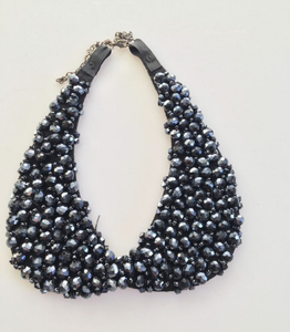 Detachable Collar Necklace Blue Collar Choker <b>Large</b> Collar Necklace Blue False Collar <b>Beaded</b> Bib Collar Detachable <b>Beaded</b> Collar - Product Image 2
