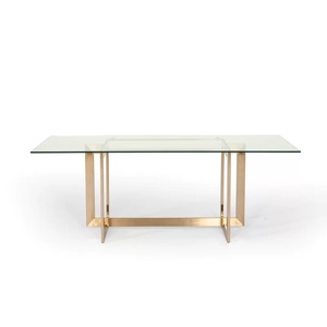 Western Style Luxury <b>Foldable</b> Extendable <b>Dining</b> <b>Table</b> with Glass Top and Stainless Steel Frame for Home <b>Dining</b> <b>Table</b> For Room - Product Image 6