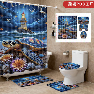 Custom Printed Waterproof Shower <b>Bathroom</b> Rug <b>Set</b> for <b>Bathroom</b> Non-Slip Shower Curtain Bath <b>Mat</b> - Product Image 1