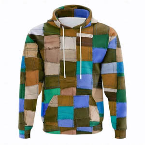 Sudadera con capucha de moda para hombre, diseño a cuadros, estampado de simulación, sudaderas con capucha, ropa de hombre, sudaderas con capucha de gran tamaño con hombros caídos - Product Image 1