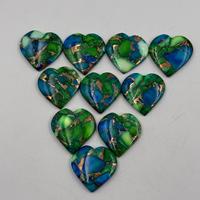 Pierre précieuse naturelle en turquoise jaune paon de haute qualité, en forme de cœur, pour la création de bijoux DIY