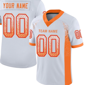 Camiseta de Fútbol Blanca Personalizable con Detalles Naranjas, Nombre y Número del Equipo Personalizados, Cualquier Nombre, Camiseta Deportiva Personalizada para Hombre y Mujer - Product Image 2