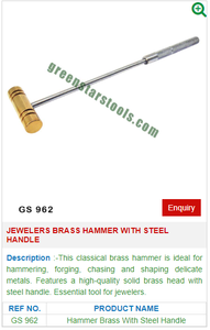 Marteau à bijoux GS 963 All-Brass en acier Outils de bijouterie pour bijoutiers professionnels - Product Image 2