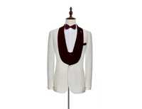 Smoking de marié coupe ajustée à revers large, avec veste et pantalon, coloris ivoire et noir, pour hommes, pour mariage, bal de promo et événements formels, vente en gros