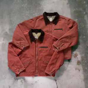 Veste universitaire pour homme en coton décontractée à manches longues avec poche à rabat, lavage à l'acide - Product Image 5