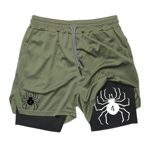 Araignée impression 2 en 1 Shorts de course pour hommes Gym Workout Performance Shorts avec téléphone poche serviette boucle sport porter - Product Image 3