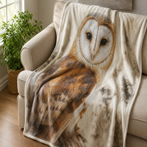 Custom Printed <b>Throw</b> Blanket Personalized Owl Forest Gift Sublimation Flannel Fleece Polyester - Product Image 1