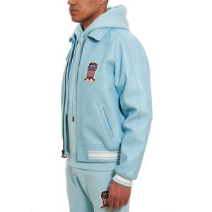 Chaquetas universitarias de ajuste personalizado, diseño elegante para uniformes de calle, mezcla de lana, materiales de piel sintética, doble botonadura, fábrica OEM - Product Image 5