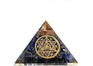 Hexagrama hecho a mano flor orgón energía pirámide lapislázuli cristal para la intuición y el equilibrio - Product Image 3