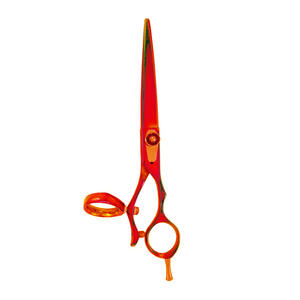 Tijeras para el cuidado de mascotas recubiertas de Color rojo al por mayor rectas 6,5 pulgadas con anillo ajustable herramienta de belleza - Product Image 4