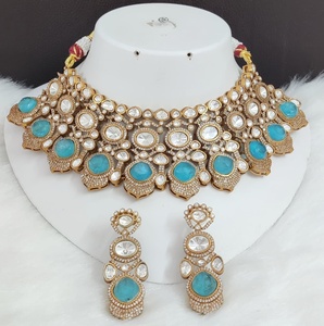 Ensemble de collier Rani Haar en pierre Polki et Doublet en laiton pour femmes, parfait pour les mariages, les tenues de soirée, bijoux de luxe de qualité supérieure - Product Image 3