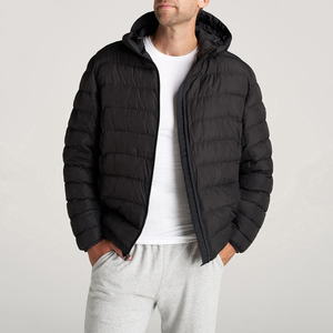 Chaqueta acolchada larga Premium para hombre, ropa de invierno con estampado de logotipo personalizado con capucha de pie, diseño elegante para uso en clima frío - Product Image 1
