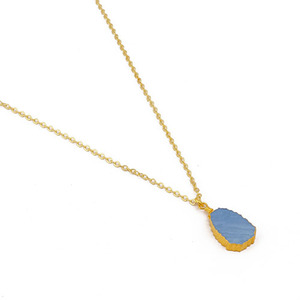 Collier de tranches d'agate en dentelle bleue fait à la main pendentif de mode réglable plaqué or pour la fabrication de bijoux personnalisés en gros - Product Image 2