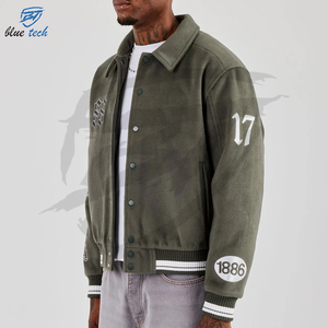 High Quality Custom Printed Embroidery Logo Varsity <b>Jacket</b> Canvas Stand Cow Skin Streetwear Winter Fashion Wholesale OEM Service - Product Image 2