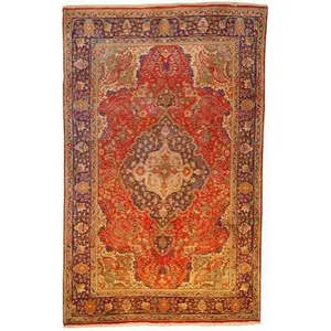 Una de las pocas alfombras persas de Tabriz de 10'4 x 6'7. - Product Image 1