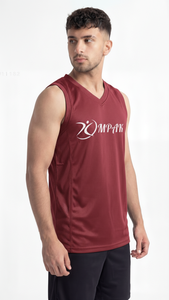 เสื้อบาสเก็ตบอลสีแดงเข้มพรีเมียมสำหรับทีมมืออาชีพ คลับฝึกซ้อม ชุดกีฬาตาข่ายระบายอากาศ - Product Image 3