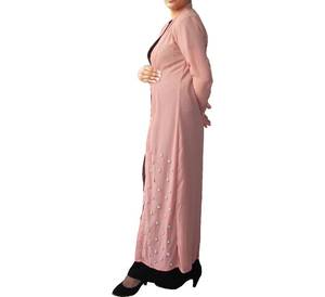 Hermoso color rosa Georgette kaftan abaya con perla y Diamante Abaya en diseño simple pero elegante venta por exportador - Product Image 1