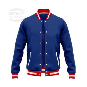Chaqueta Universitaria Bomber de Lana con Mangas de Cuero Genuino, Servicio OEM 2026, Personalizada, para Hombre y Mujer - Product Image 1