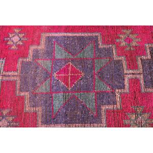 Tapis turc Herki, tapis vintage 2,5x9,6 pieds, tapis en laine rouge Ikat - Product Image 5