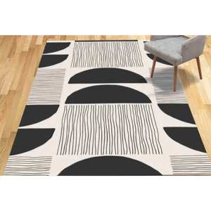 Tapis moderne du milieu du siècle : motif géométrique minimaliste, tapis d'intérieur doux, tapis en chenille - Product Image 3
