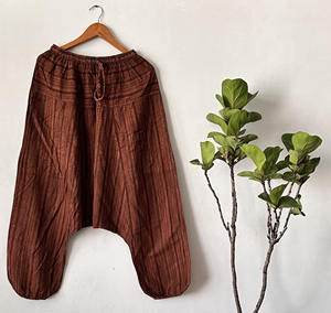 Pantalones bombachos de cintura alta ecológicos para hombre, lona, Yoga, Dhoti con Aladdin, inspiración Bohemia, tamaño libre, informal, plano, aspecto hippy oscuro - Product Image 3